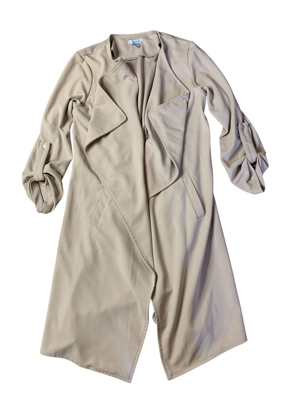 ReVamped Beige Drape Front Trench Coat Jacket Small S/P